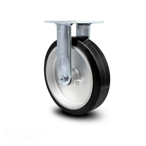 8 Inch Rubber on Aluminum Wheel Rigid Caster with Ball Bearing